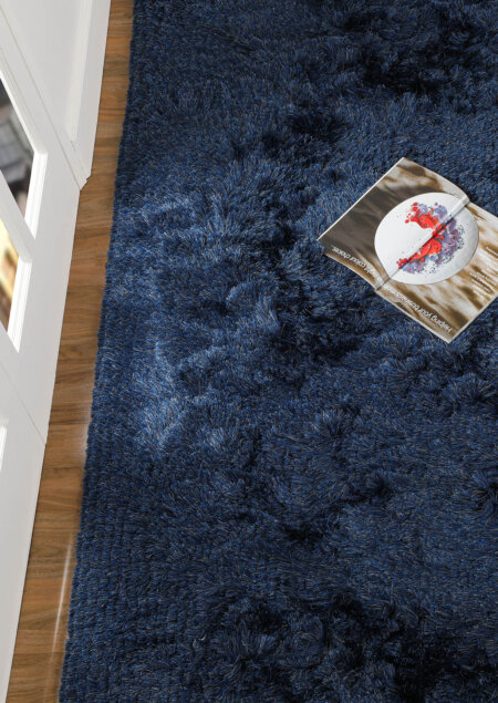 dubai navy handwoven polyester shaggy