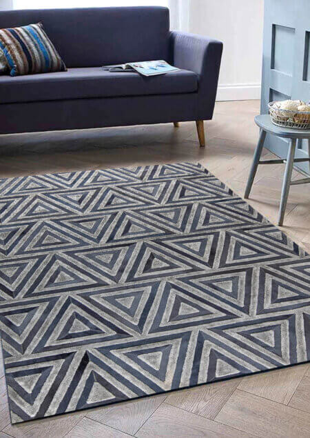 lyra dark grey area rug room setting
