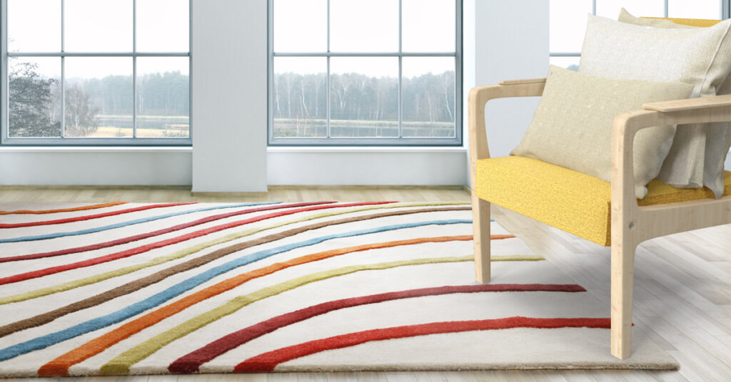 Make a statement using colorful patterned rugs