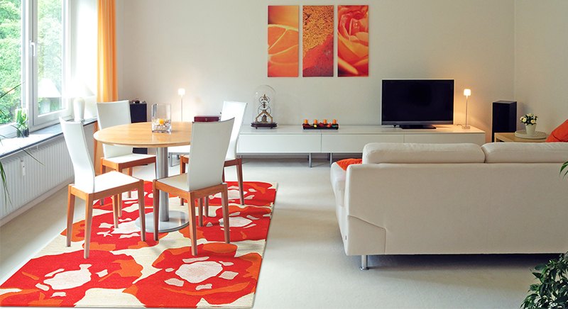 6.Poppy Orange Poppy Orange living room rug