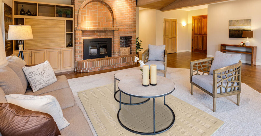 9.Layering pattern on white area rugs