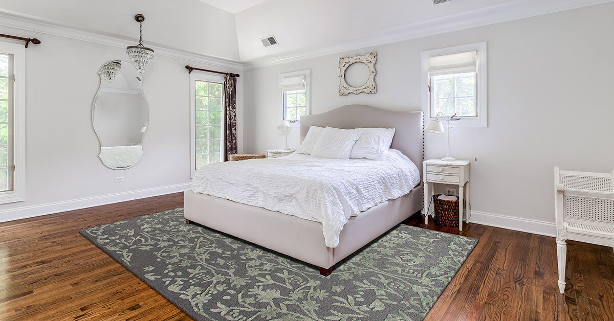 A tufted rug in a bedroom