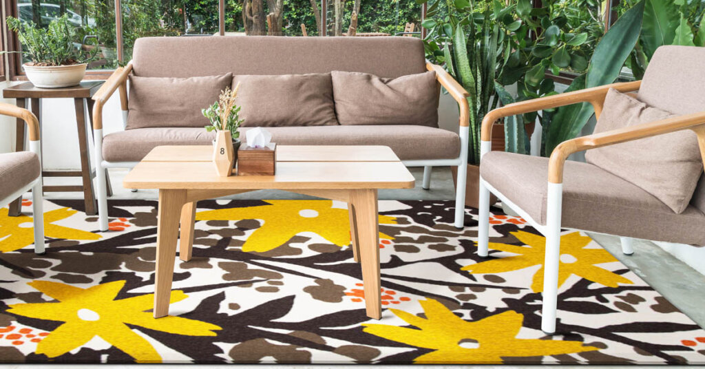 5.Bloom Gold Bloom gold indoor outdoor rugs